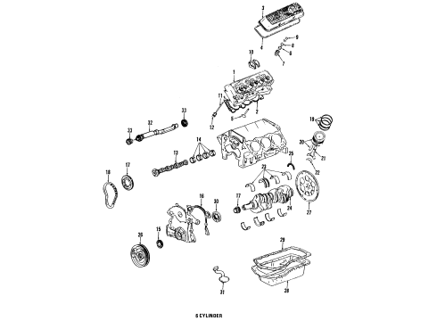 1993 Buick Riviera Engine Parts, Mounts, Cylinder Head & Valves, Camshaft & Timing, Oil Pan, Oil Pump, Balance Shafts, Crankshaft & Bearings, Pistons, Rings & Bearings Shield-Engine Front Splash *Black Diagram for 3531411