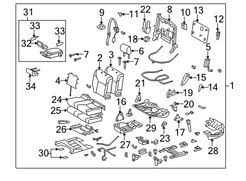 2019 Lexus LX570 Second Row Seats Cup Holder Diagram for 72806-60050-C0