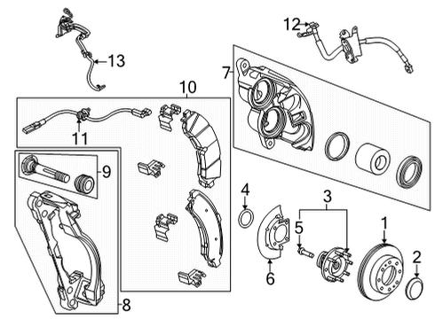 2020 GMC Sierra 3500 HD Front Brakes Extension Diagram for 84045105