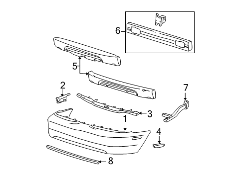2002 Ford Mustang Rear Bumper Bumper Cover Center Support Diagram for YR3Z-17D995-AA