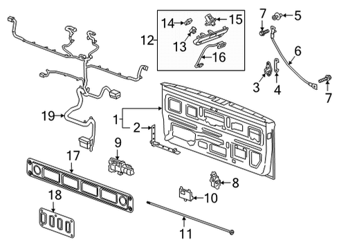 2020 Chevrolet Silverado 3500 HD Tail Gate Hinge Diagram for 23388847