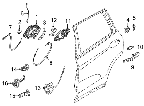 2020 BMW X5 Rear Door Operating Rod, Door Rear Left Diagram for 51227430921