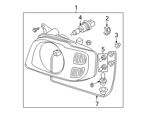 2002 Nissan Xterra Bulbs Harness Assembly-Head Lamp Diagram for 26242-7Z800