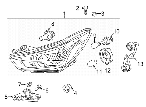 2019 Chevrolet Spark Bulbs Headlamp Assembly Bolt Diagram for 13435662