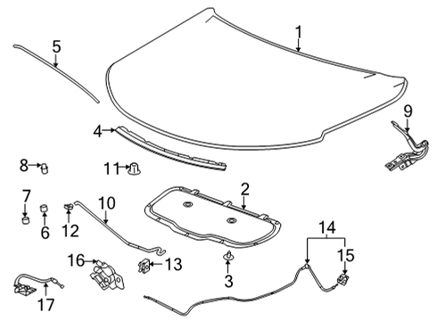 2021 Chevrolet Trailblazer Hood & Components Release Cable Diagram for 42599387