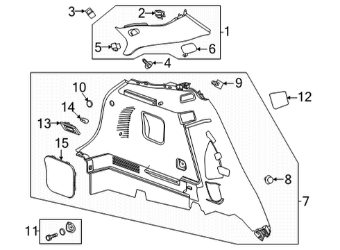 2021 Buick Encore GX Bulbs Upper Quarter Trim Cap Diagram for 42714943