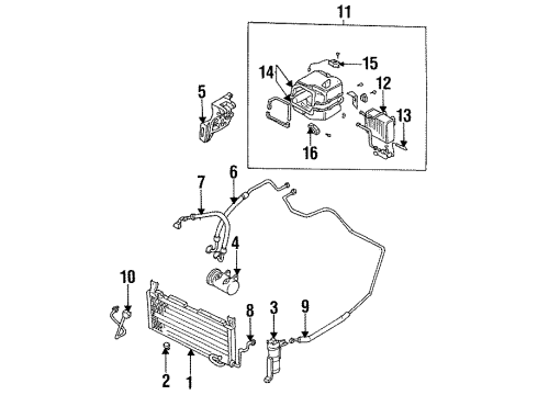 1987 Nissan Sentra Condenser, Compressor & Lines, Evaporator Components High Hose Diagram for 92490-69A00