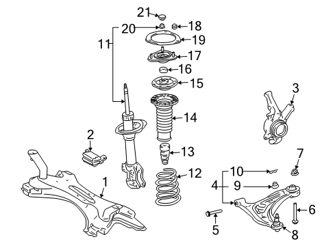 2004 Scion xA Front Suspension Components, Lower Control Arm, Stabilizer Bar Damper Diagram for 51227-52060