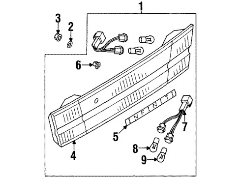 1997 Infiniti I30 Bulbs Socket Assembly Rear Combination Lamp Diagram for 26556-51U01