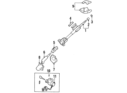 1995 Kia Sephia Ignition Lock EASC W/O Tilt Diagram for 0K20132100A