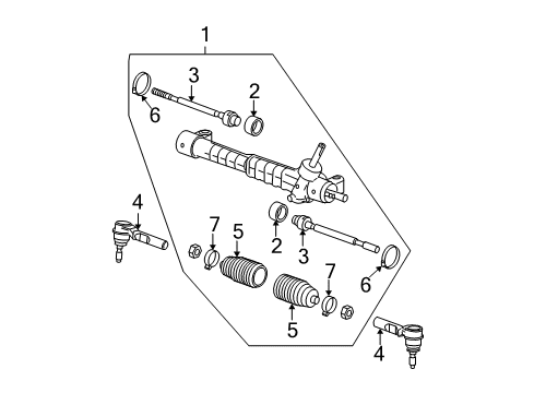 2008 Chevrolet Malibu P/S Pump & Hoses, Steering Gear & Linkage Gear Assembly Diagram for 19303500