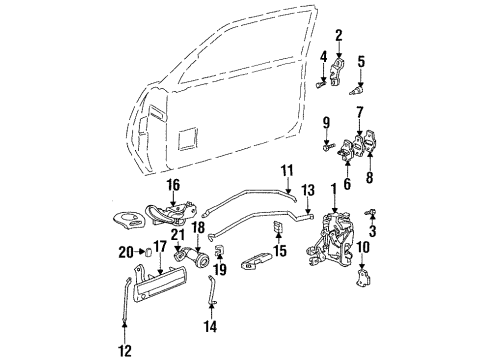 1993 Oldsmobile Achieva Front Door - Lock & Hardware ROD, Door Locking Diagram for 22587347