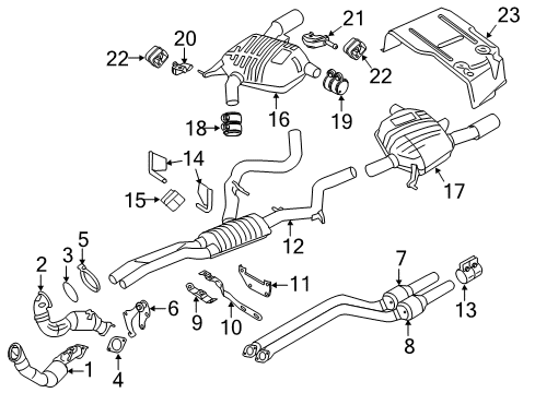 2011 BMW 335is Exhaust Components Catalytic Converter Rear Diagram for 18307553595