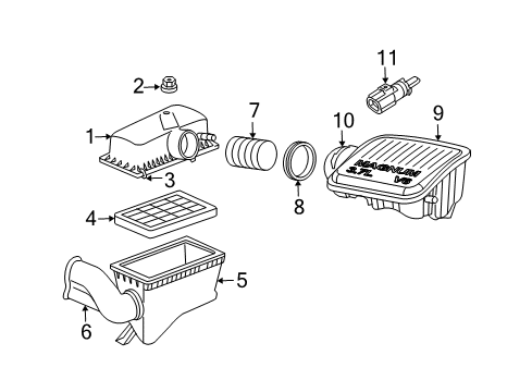 2005 Dodge Dakota Filters Air Cleaner to Resonator Duct Diagram for 53032513AA