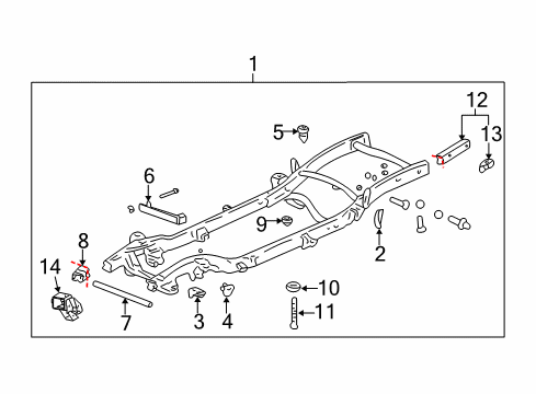 2002 Chevrolet Avalanche 2500 Frame & Components Frame Asm Diagram for 15873153