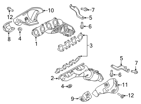 2017 Genesis G80 Exhaust Manifold Exhaust Manifold Catalytic Assembly, Right Diagram for 28510-3CKB0