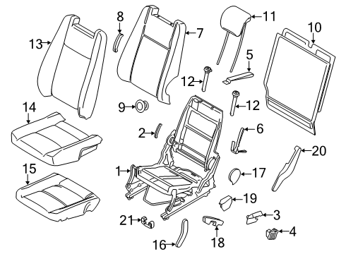 2019 Ford Transit Connect Third Row Seats Hinge Cover Diagram for 6M2Z-5467202-AB