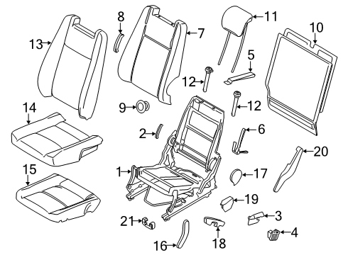 2019 Ford Transit Connect Third Row Seats Pivot Cover Diagram for 6M2Z-1761348-BB