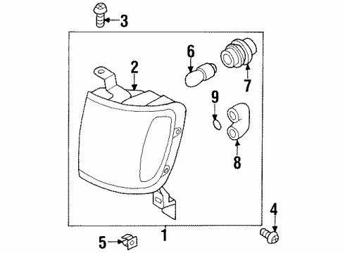 2001 Isuzu Rodeo Park & Side Marker Lamps Socket Assembly, Side Combination Diagram for 8-97232-490-0