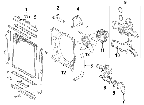 2020 Toyota 4Runner Cooling System, Radiator, Water Pump, Cooling Fan Fan Pulley Diagram for 16371-0P010