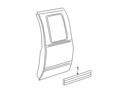 2004 Chevrolet Silverado 1500 Exterior Trim - Rear Door Body Side Molding Diagram for 15199295