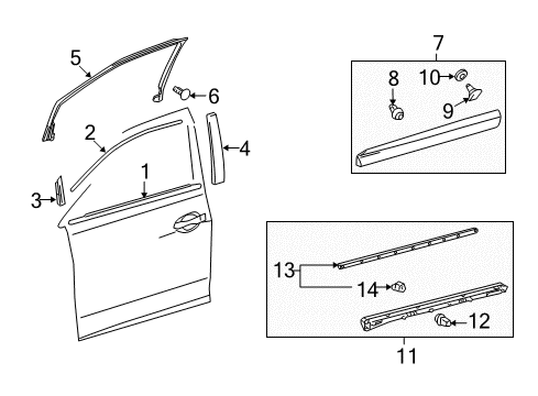 2013 Lexus RX350 Exterior Trim - Front Door Moulding Sub-Assy, Front Door, Outside RH Diagram for 75071-0E010