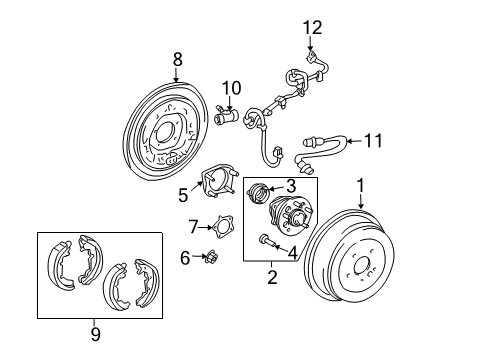 2007 Toyota Sienna Rear Brakes Hub & Bearing Diagram for 42450-08020