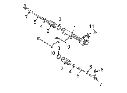 2006 Lincoln Town Car Steering Column & Wheel, Steering Gear & Linkage Gear Assembly Diagram for 7W1Z-3504-ARM