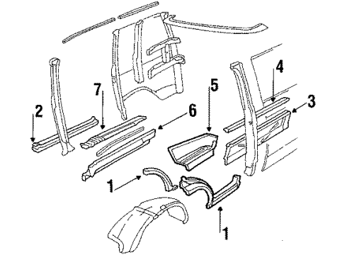 1985 GMC P3500 Rocker Panel Panel Asm-Rear Side Door Step Upper Diagram for 15964119