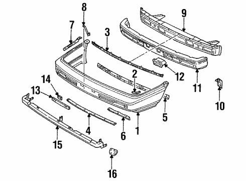 1990 Nissan Sentra Front Bumper Cap Front Licence Plate Hole Diagram for 96262-65A00