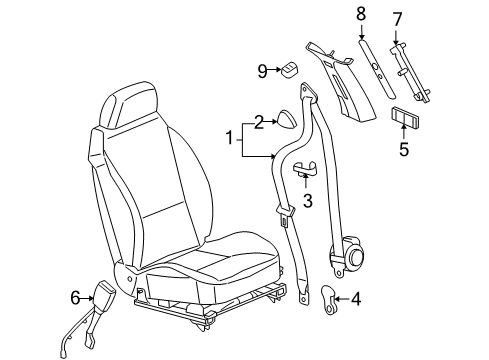2010 Pontiac G6 Front Seat Belts Latch Diagram for 19208288