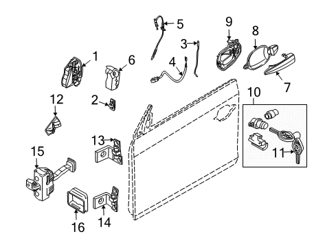 2009 BMW 650i Door & Components Set Uniform Locking System With Cas Control Unit (Code) Diagram for 51210035997