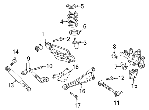 2018 Toyota RAV4 Rear Suspension, Lower Control Arm, Upper Control Arm, Stabilizer Bar, Suspension Components Shock Diagram for 48531-0R100