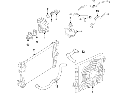 2021 Nissan Versa Cooling System, Radiator, Water Pump, Cooling Fan Hose-Water Diagram for 14056-5RF0B