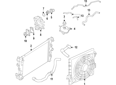 2021 Nissan Versa Cooling System, Radiator, Water Pump, Cooling Fan Hose-Water Diagram for 14055-5RA0B