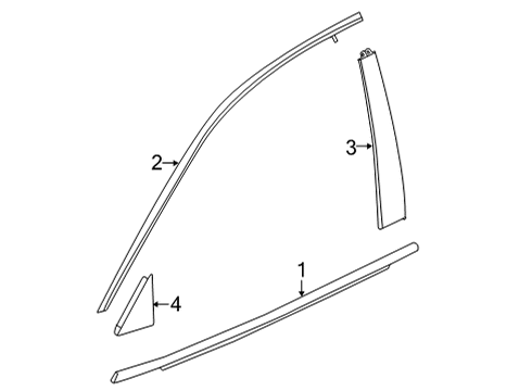 2021 Acura TLX Exterior Trim - Front Door Middle Dr Grnsh Yr-651P Diagram for 08F57-TGV-2A0B