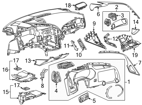 2017 Chevrolet Corvette Cluster & Switches, Instrument Panel Side Cover Diagram for 23133030