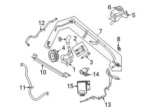 2009 Ford Taurus X P/S Pump & Hoses, Steering Gear & Linkage Power Steering Pump Diagram for 9G1Z-3A674-A