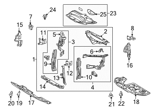 2015 Lexus RX350 Radiator Support, Splash Shields Support Sub-Assy, Radiator, RH Diagram for 53202-0E020