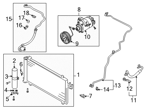 2007 Nissan 350Z Air Conditioner Compressor - Cooler Diagram for 92600-CD10B