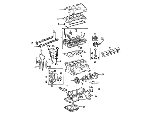 2000 Toyota Echo Engine Parts, Mounts, Cylinder Head & Valves, Camshaft & Timing, Oil Pan, Oil Pump, Crankshaft & Bearings, Pistons, Rings & Bearings Valve Seals Diagram for 90913-02093