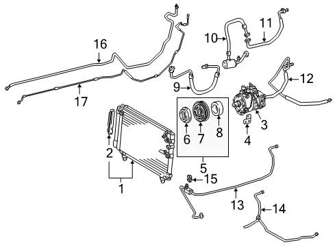 2002 Lexus LS430 A/C Condenser, Compressor & Lines Reman A/C Compressor Diagram for 88320-50102-84