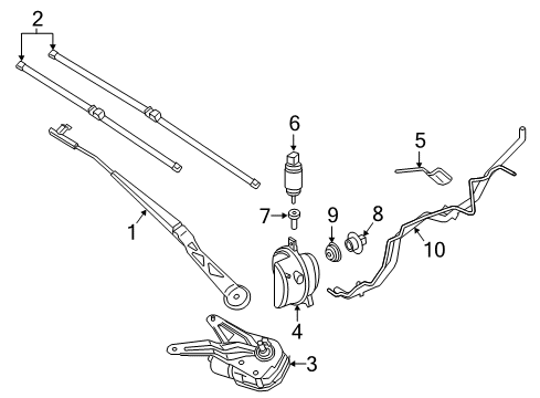 2020 BMW i8 Wiper & Washer Components Windshield Wiper Motor Right Diagram for 61617310792