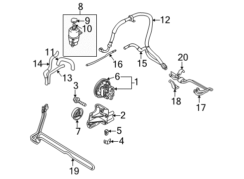 2004 Dodge Stratus P/S Pump & Hoses, Steering Gear & Linkage Clamp-Power Steering Hose Diagram for MB315247