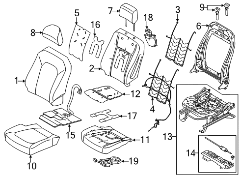2017 Ford F-150 Front Seat Components Seat Cushion Pad Diagram for FL3Z-1663223-F