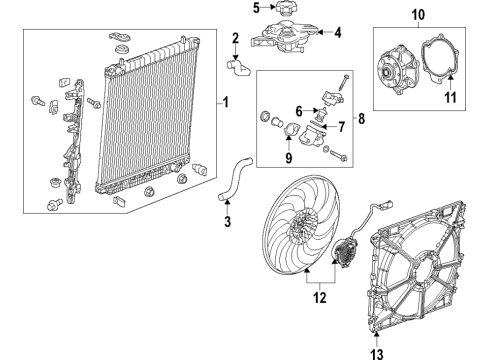 2021 GMC Canyon Cooling System, Radiator, Water Pump, Cooling Fan Fan & Motor Diagram for 84530770