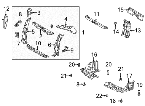 2006 Scion xB Radiator Support Bumper Bracket Diagram for 52145-52030