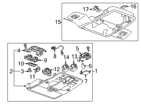 2014 Chevrolet Malibu Sunroof Lamp Asm-Center Reading & Courtesy (LH) Diagram for 23475698