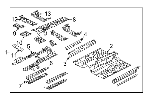 2020 Genesis G80 Floor & Rails Member Assembly-Front Seat Cross Front, L Diagram for 65151-B1000