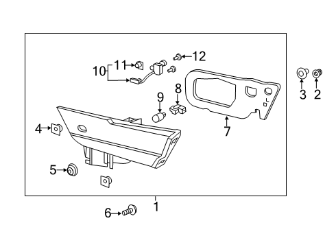 2021 Acura ILX Bulbs Grom, Tail Light Diagram for 91626-TX6-A01